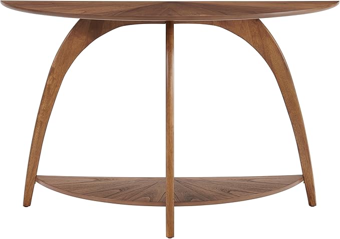 Martin Svensson Home LAX Half-Moon Wood Sofa Console Table in Warm Nutmeg Brown