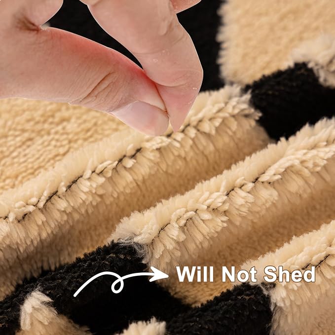 HANDONTIME Boho Sofa Covers for Dogs - Black and White, Beige Velveteen Couch Covers for 3 Cushion Sectional L-Shaped Couch - 71" x 150"