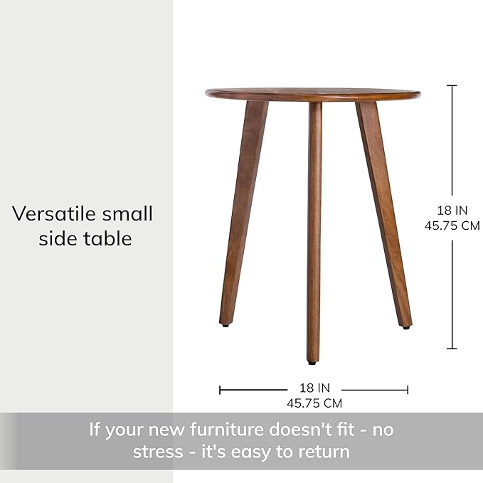 MH London Side Table - Wandsworth Wooden End Table - Exclusively Designed Hand Crafted Large Tables - Contemporary Triangle End Table for Living Room, Bedroom Bedside Tables and Office, Walnut