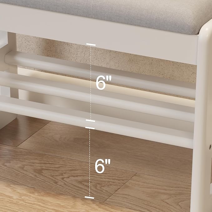 Shoe Rack Bench with Cushion,2 Tiers Shoe Bench with Flip-Top Storage,Wood Shoe Rack for Entryway,Hallway（White,39.3"）