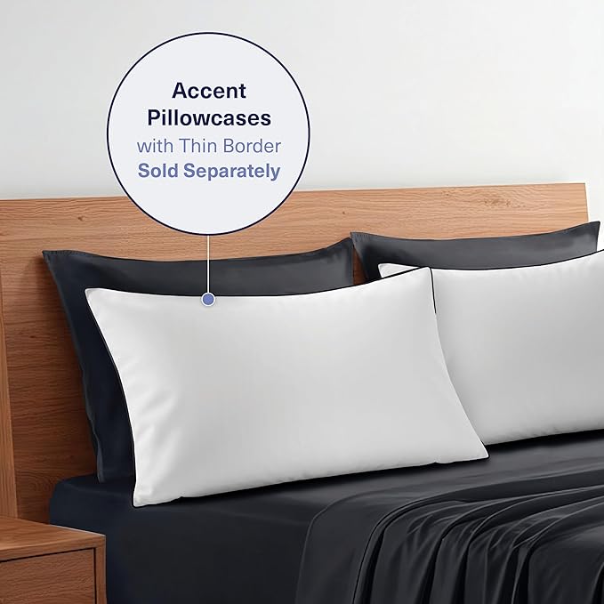 Kickoff Viscose Bamboo Sheets California King Size 4-pc 100% Organic Bamboo Viscose Bed Cooling Sheets Cal King Set Cool Bedding for hot Sleepers Sheet, Flat, Fitted, Pillowcases (Onyx Black, CK)