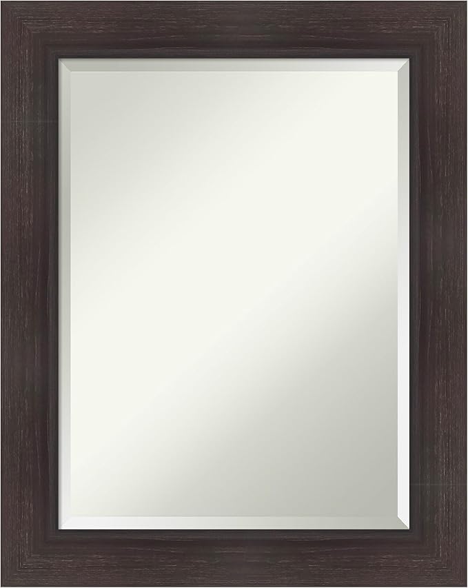 Amanti Art Brown Wall Mirror 30x24 Sloped Espresso Rectangle Bathroom Mirror for Wall Decor Living Room, Medium Modern Frame, Hangs Horizonally and Vertically, Bathroom Decor, Beveled Edge