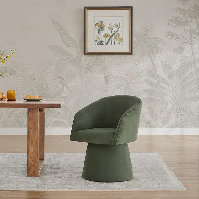 Swivel Dining Chairs Modern Accent Armchair Side Deskchair for Diningroom Vanity Bedroom Livingroom Reading Room,Green,4 Box