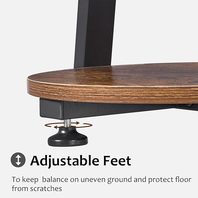 BEWISHOME Round End Table with Charging Station, Side Table Accent Nightstand Bedside Table with 3-Tier Shelves, Small Couch Table for Living Room Bedroom Rustic Brown KTZ51Z