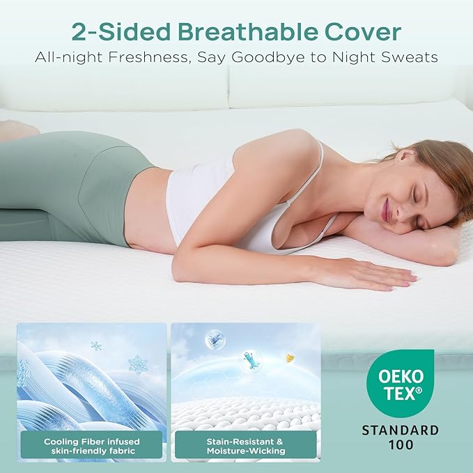2 Inch Memory Foam Mattress Topper Queen Size, Soft Mattress Topper for Back Pain Relief, Orthopedic Bed Topper with 2-Sided Breathable Cover, Ergonomic 5-Zone Design, CertiPUR-US Certified