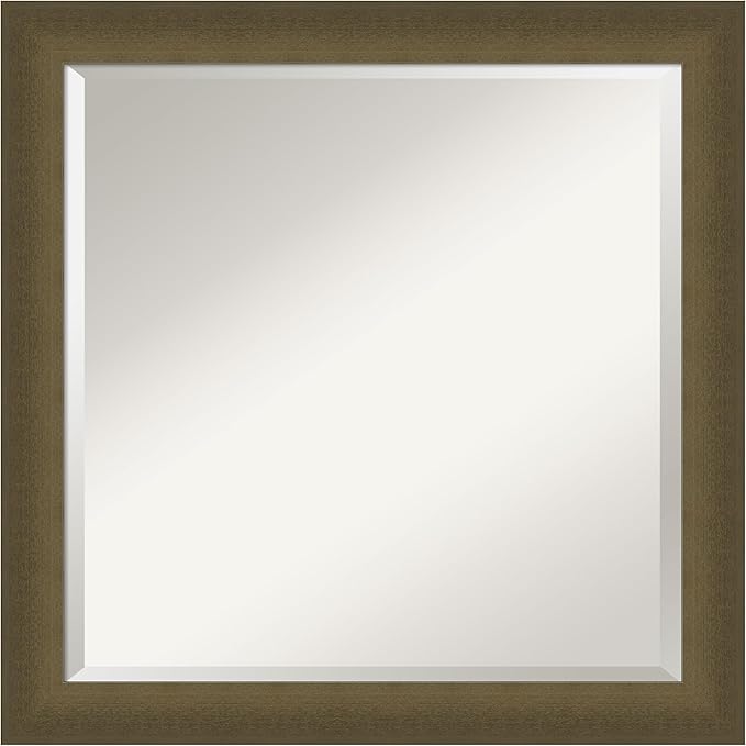 Amanti Art Bronze Bathroom Mirror for Over Sink, 24x24 Blaine Light Bronze Narrow Square Vanity Mirror, Medium Modern Contemporary Frame, Hangs Horizonally and Vertically, Bathroom Wall Decor, Beveled