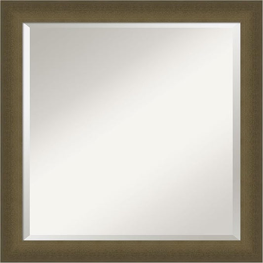 Amanti Art Bronze Bathroom Mirror for Over Sink, 24x24 Blaine Light Bronze Narrow Square Vanity Mirror, Medium Modern Contemporary Frame, Hangs Horizonally and Vertically, Bathroom Wall Decor, Beveled