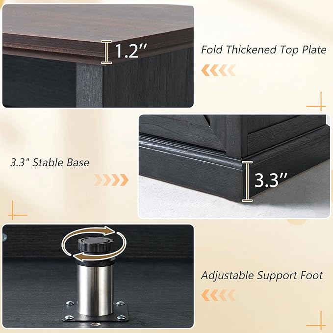 66" Farmhouse TV Stand with Sliding Barn Doors, 40" Tall Entertainment Center for 75 Inch TVs, Rustic Media Console Table Storage Cabinet w/Soundbar & Adjustable Shelves, Living Room, Dark Gray
