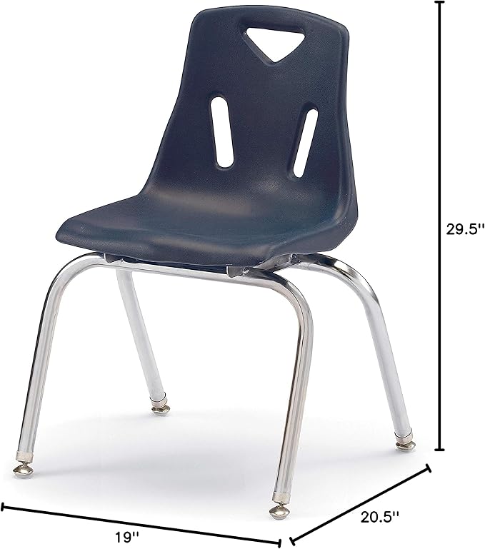 Berries Jonti-Craft 8146JC6112 Stacking Chairs with Chrome-Plated Legs, 16" Height, Navy, Pack of 6