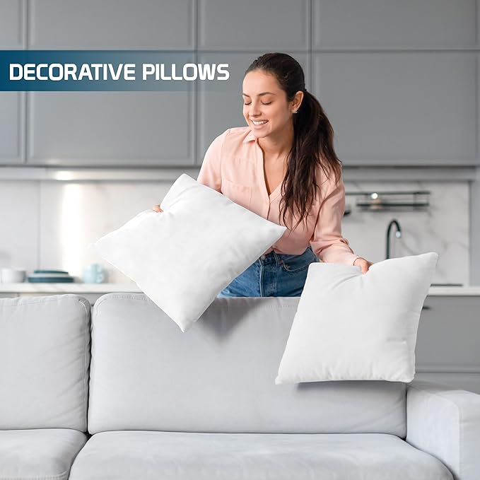 Utopia Bedding Throw Pillows (Set of 4, White), 17 x 17 Inches Pillows for Sofa, Bed and Couch Decorative Stuffer Pillow