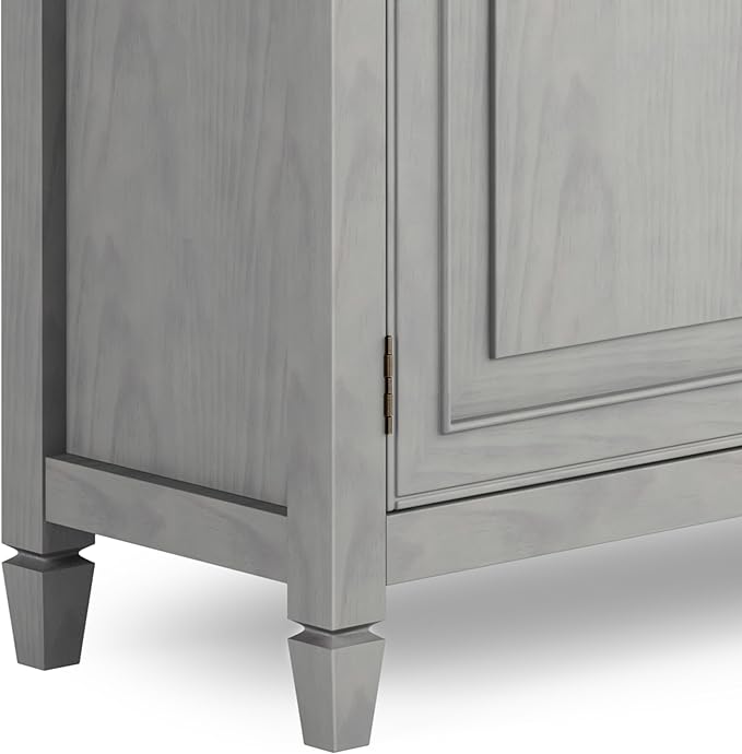 SIMPLIHOME Connaught 40-inch Wide Solid Wood Storage Cabinet in Fog Grey for Entryway, Living Room, Organizer for Hats, Gloves, Shoes, Keys, Slim Design, Traditional Style