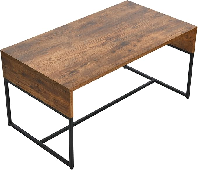 Household Essentials Wrap Rectangular Coffee Table Rustic Hickory Wood Grain and Black Metal