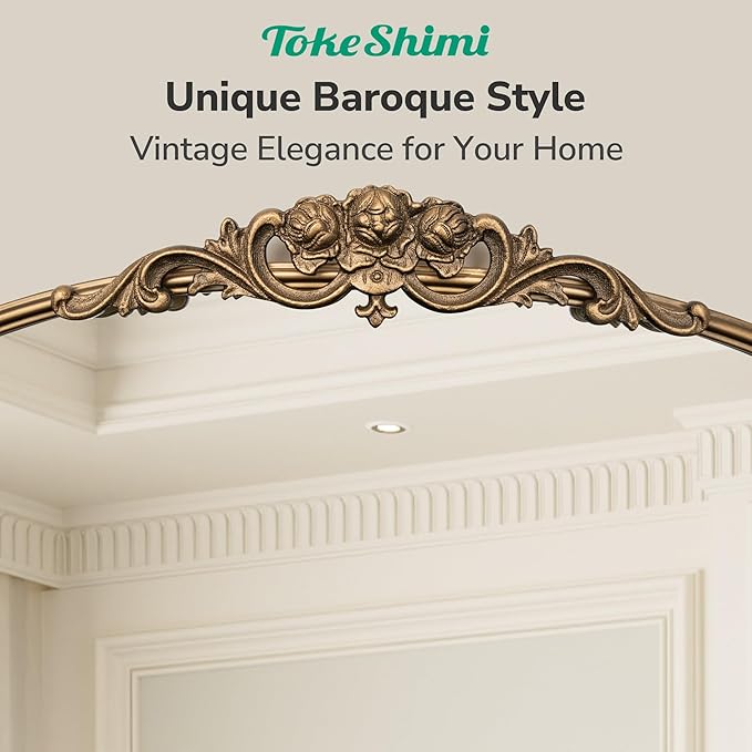TokeShimi 30x30 Vintage Mirror with Metal Frame,Gold Antique Round Mirror for Wall,Fireplace,Living Room,Baroque Wall-Mounted French Cleat Mounting