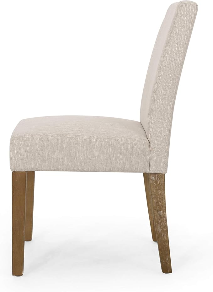 Christopher Knight Home Kuna Contemporary Upholstered Dining Chair (Set of 2), Beige + Weathered Brown