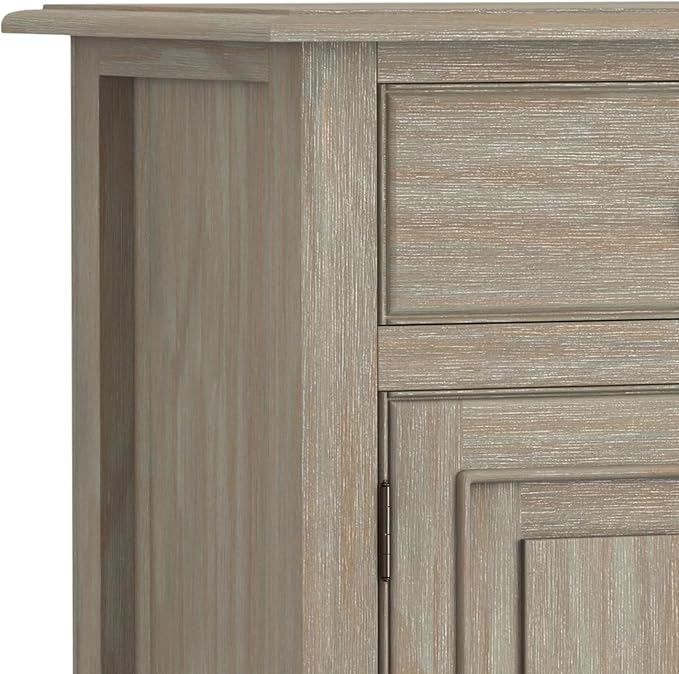 SIMPLIHOME Connaught 40-inch Wide Solid Wood Storage Cabinet in Distressed Grey for Entryway, Living Room, Organizer for Hats, Gloves, Shoes, Keys, Slim Design, Traditional Style