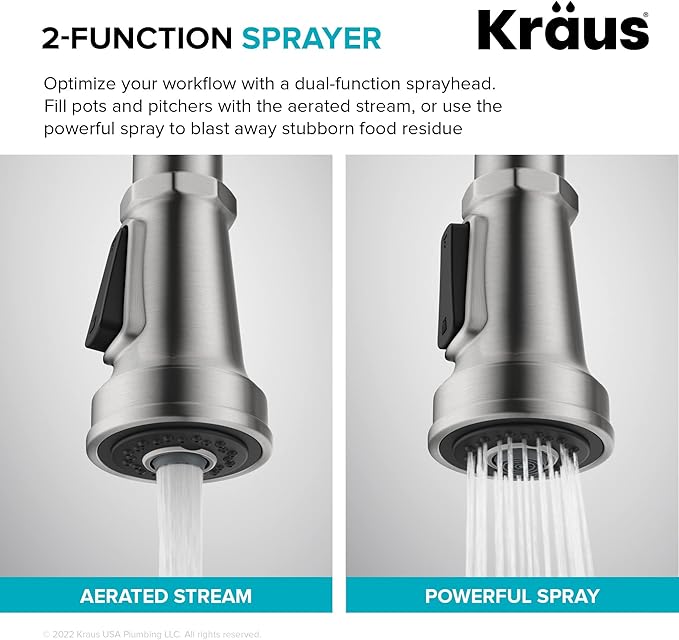 KRAUS Allyn Industrial Pull-Down Single Handle Kitchen Faucet in Spot-Free Black Stainless Steel, KPF-4102SFSB