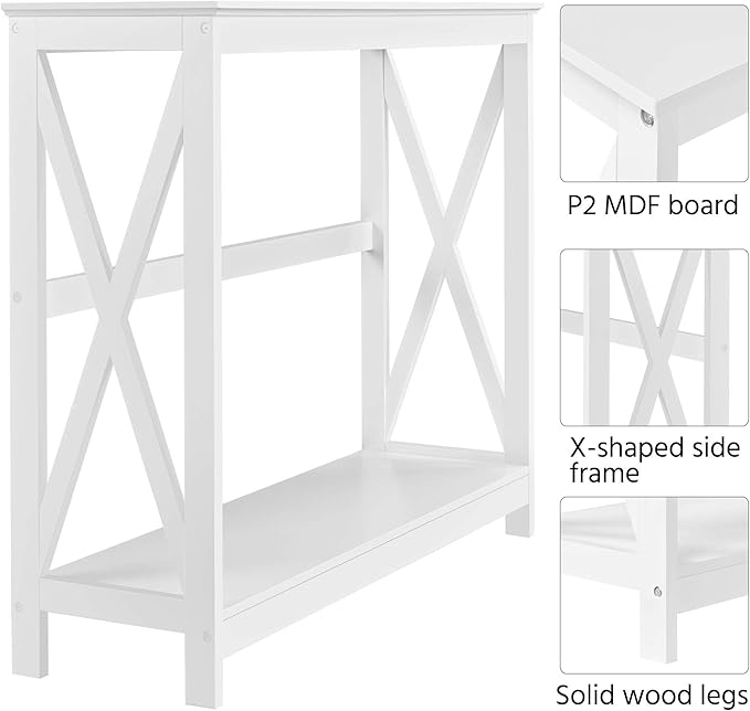 Yaheetech Wood Entryway Table, Console Table for Entryway, 2-Tier Sofa Table Accent Table w/Storage Shelf for Living Room, Hall, Foyer, White