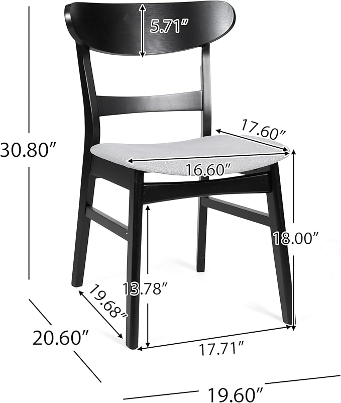 Christopher Knight Home Bryner Dining Set, 19.6 "W x 20.6 "D x 30.8 "H, Black + Light Gray
