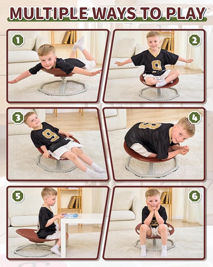 KidBloom Spinning Chair for Autistic Kids, Football Sensory Toys for Kids with Autism, Upgrade Handle Autism & ADHD Sensory Chair