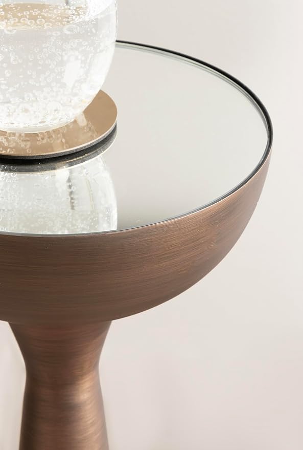 Kate and Laurel Chandon Mid-Century Sophisticated Drink Table; 8 x 8 x 23; Bronze; Glam Sculptural Plant Pedestal Table for Use as Antique Mini Table or Bathtub Accent Table