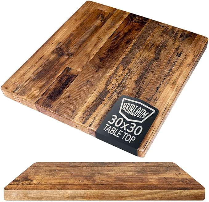 Reclaimed Wood Table Top - Rustic Recycled Wooden Piece Perfect for Kitchens, Dining and Coffee Table Tops (Reclaimed Wood Table Top - Economy, 30" x 30")
