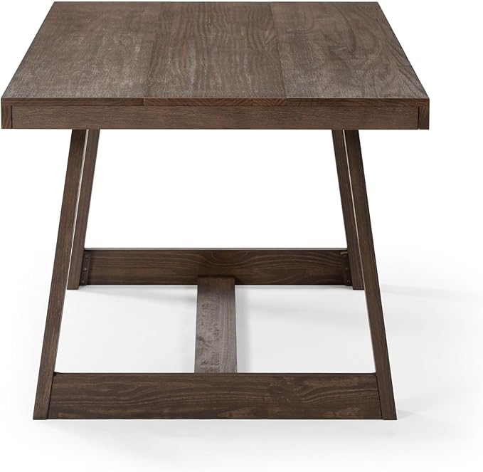 Plank+Beam 72 Inch Farmhouse Dining Table, Solid Wood Rustic Kitchen Table, Large Wooden Rectangular Dinner Table for Dining Room, Home Office, Living Room Furniture, Easy Assembly, Walnut Wirebrush