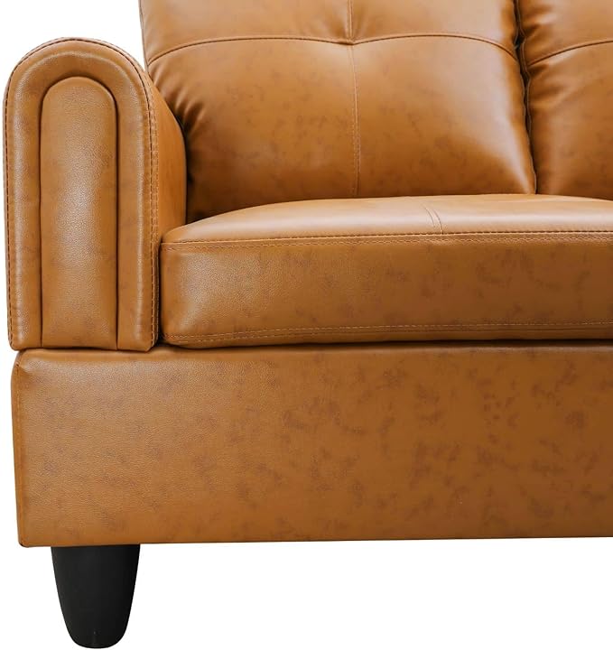 NicBex Sectional Couch 3 Pieces Sofa Set with Left Chaise Faux Leather L Shaped Cloud Couch for Living Room Furniture Sets with Storage Ottoman, Modular Sofa for Living Room & Apartment, Ginger Yellow