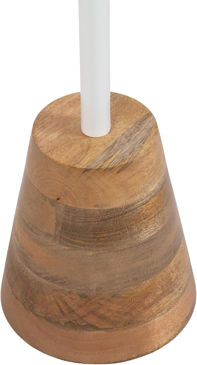 Kate and Laurel Tira Scandinavian Round Side Table, 14 x 24, White and Natural Wood, Modern Circle End Table for Use as Bedroom Nightstand or Living Room Pedestal Table