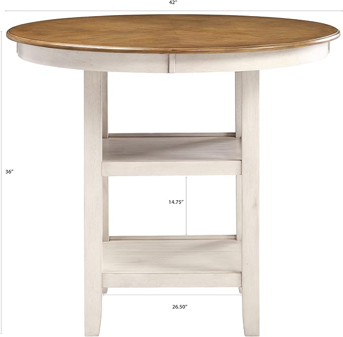 New Classic Furniture Cori 5-Piece Round Counter Dining Set with 1 Dining Table and 4 Chairs, 42-Inch, Beige and Brown