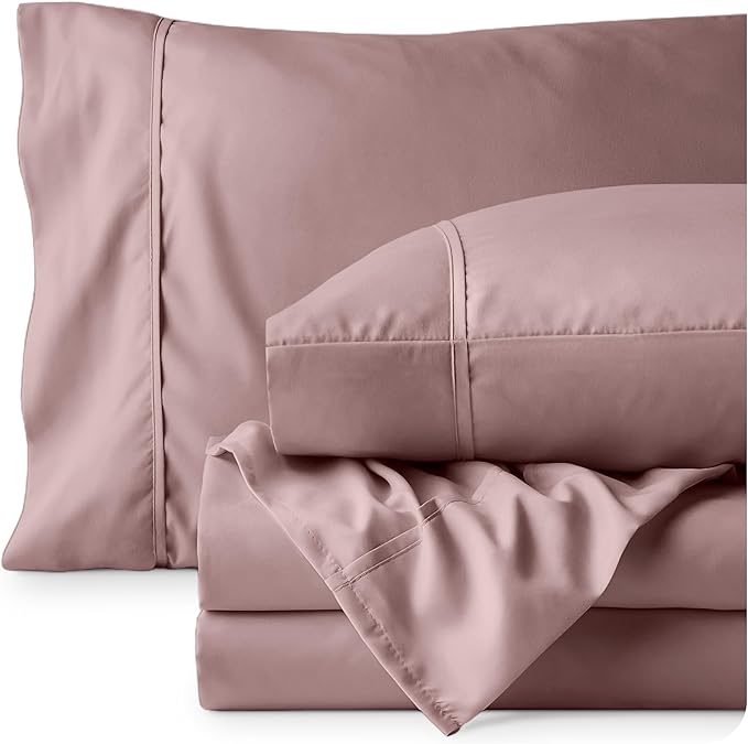 Bare Home Full Sheet Set - Luxury 1800 Ultra-Soft Microfiber Full Bed Sheets - Double Brushed - Deep Pockets - Easy Fit - 4 Piece Set - Bedding Sheets & Pillowcases (Full, Mauve)