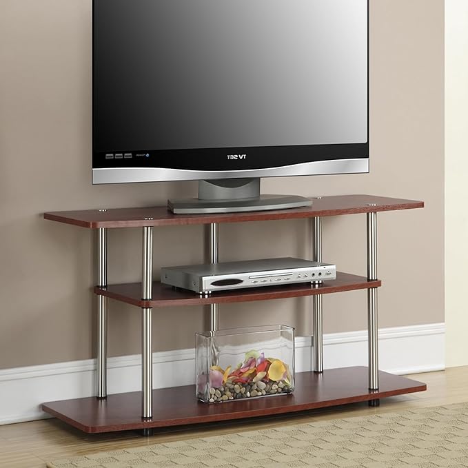 Convenience Concepts Designs2Go No Tools 3-Tier Wide Stand 42" Entertainment Center 46 Inches, Modern TV Mount with Shelves for Living Room, Espresso