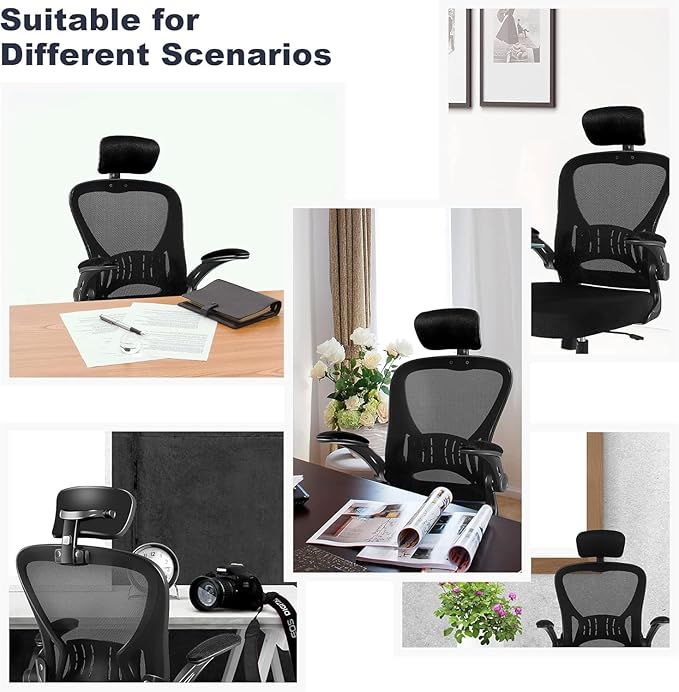 Office Chair Ergonomic Desk Chair Comfort Adjustable Height with Wheels，Lumbar Support Mesh Swivel Computer Home Office Study Task Chair Black & White