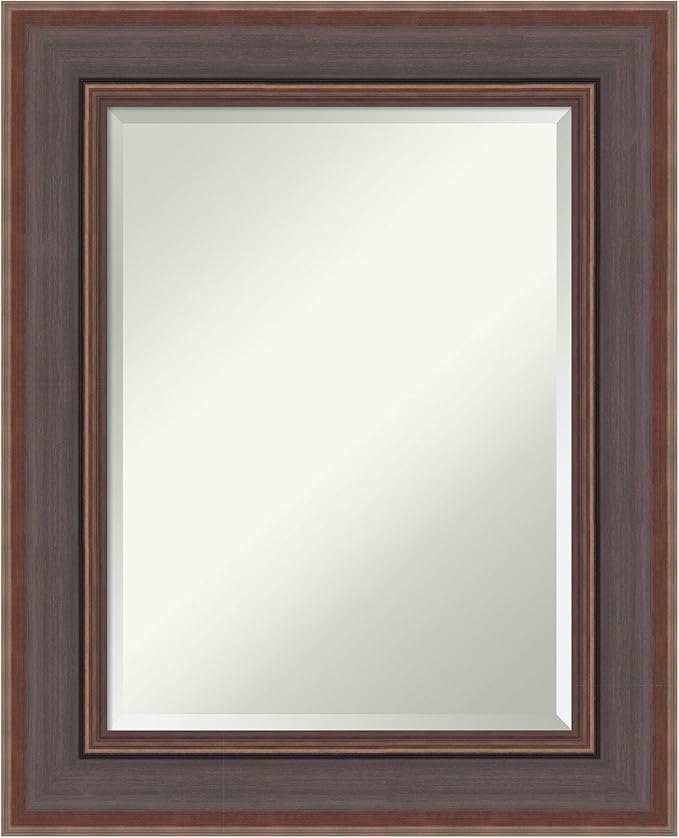 Amanti Art Brown Wall Mirror 32x26 Moab Brown Bronze Rectangle Bathroom Mirror for Wall Decor Living Room, Medium Modern Frame, Hangs Horizonally and Vertically, Bathroom Decor, Beveled Edge