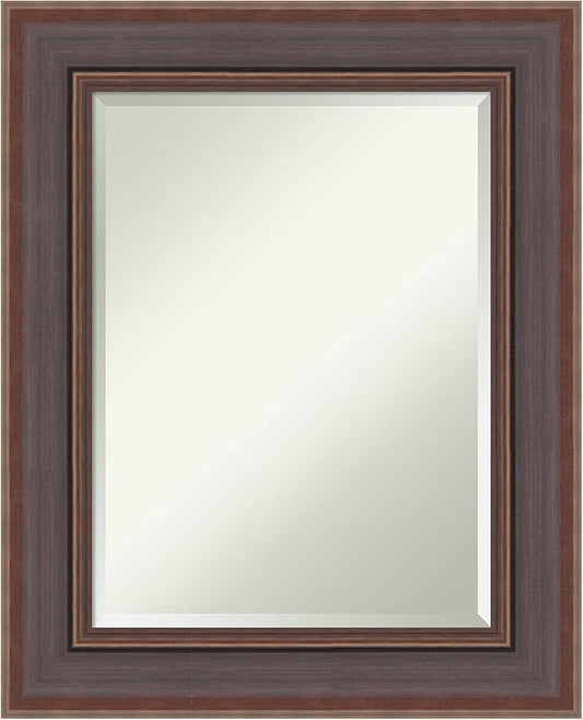 Amanti Art Brown Wall Mirror 32x26 Moab Brown Bronze Rectangle Bathroom Mirror for Wall Decor Living Room, Medium Modern Frame, Hangs Horizonally and Vertically, Bathroom Decor, Beveled Edge