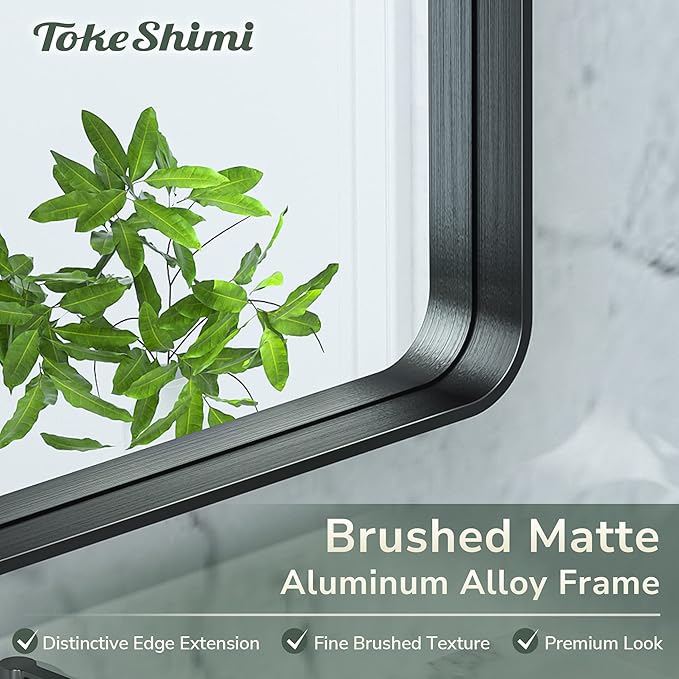 TokeShimi 40x24 Black Bathroom Mirror for Wall Vanity Mirror with Brushed Metal Frame Non-Rusting Aluminum Alloy for Modern Farmhouse Bedroom Living Room Decor (Horizontal/Vertical)