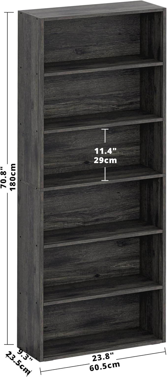 IRONCK Bookshelves and Bookcases Floor Standing 6 Tiers Display Storage Shelves 70 in Tall Bookcase Home Decor Furniture for Home Office, Living Room, Bed Room