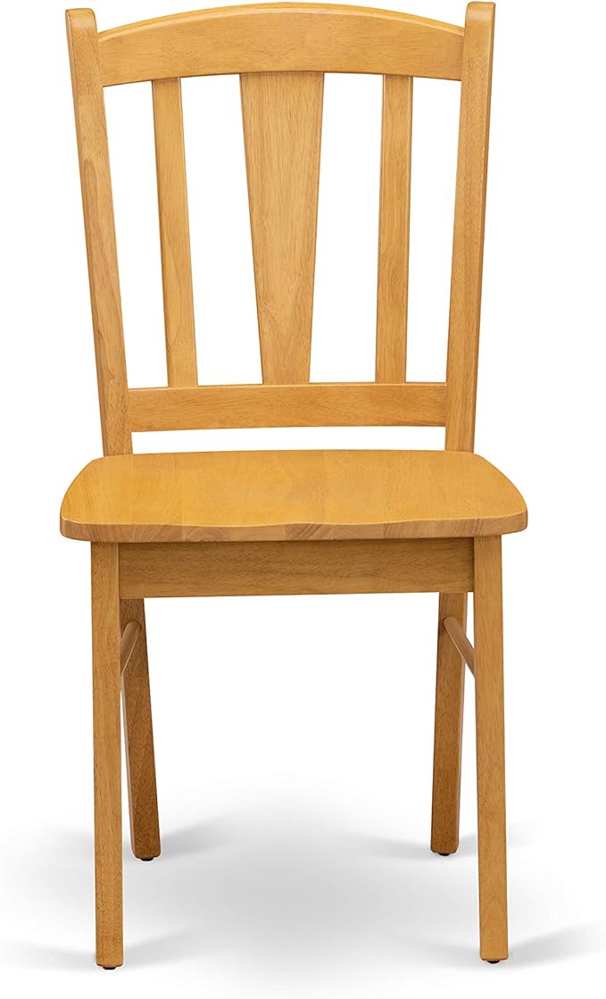 East West Furniture ESDL3-OAK-W 3 Piece Kitchen Table Set for Small Spaces Contains a Round Dining Room Table with Pedestal and 2 Solid Wood Seat Chairs, 30x30 Inch, Oak