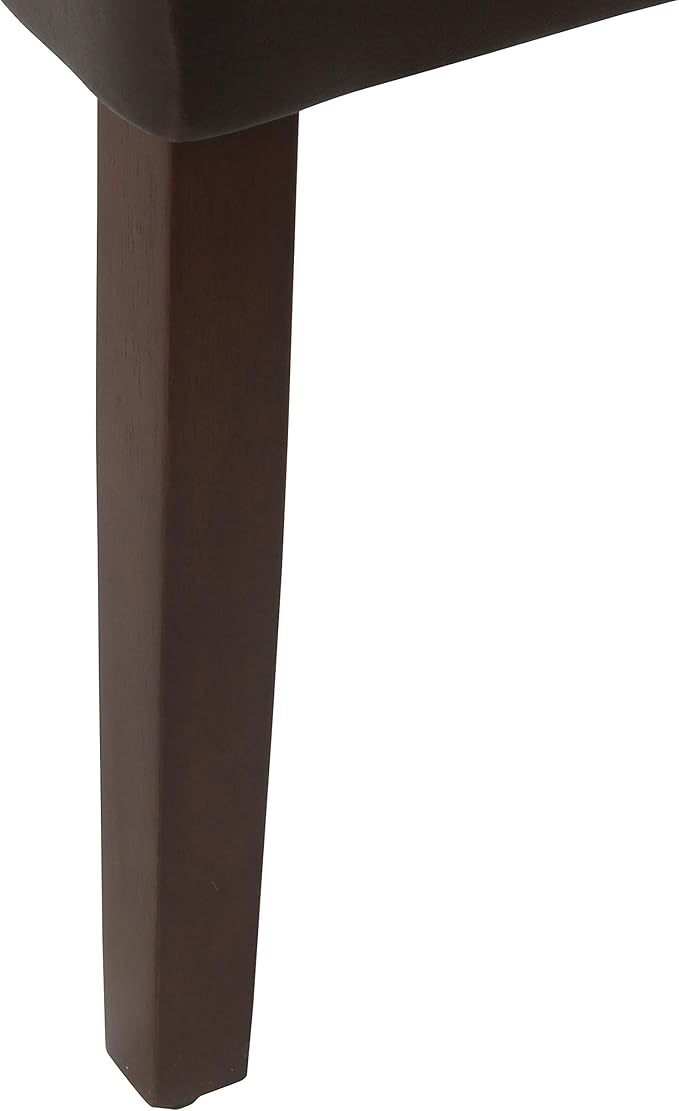 HomePop Parsons Upholstered Accent Dining Chair, Set of 2, Dark Brown Faux Leather