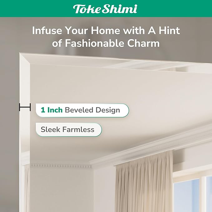 TokeShimi 22x30 Bathroom Vanity Mirror Beveled Rectangle, Frameless Mirror Bathroom with 1" Beveled Edge, Shatterproof Modern Decorative Wall Mirrored for Living Room, Entryway, Bedroom