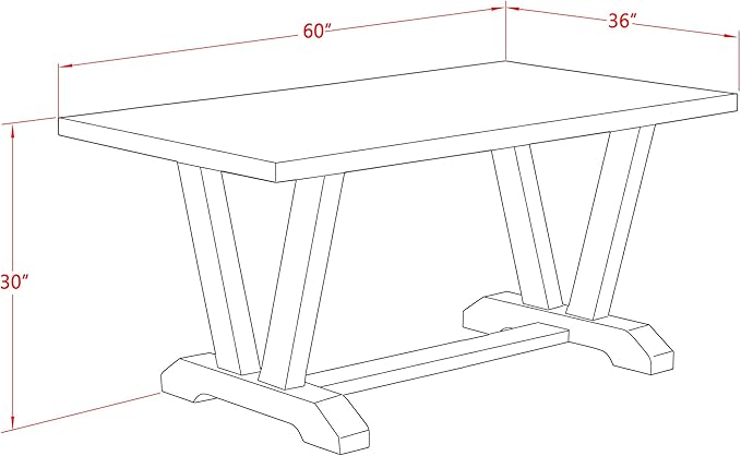 East West Furniture V696AB106-7 7 Piece Dining Set Consist of a Rectangle Dining Room Table with V-Legs and 6 Shitake Linen Fabric Upholstered Chairs, 36x60 Inch, Multi-Color