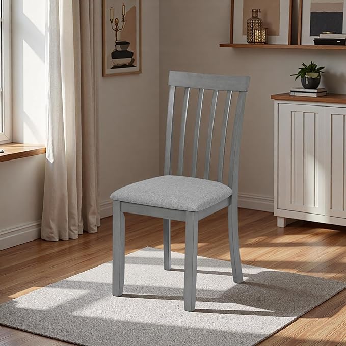 Dining Chairs Set of 4, Modern Kitchen Chair with Linen Upholstered Seat Cushion & Curved Backrest, 36" H Counter Height Dining Side Chairs with Non-Slip Feet Pads for Living Room, Grey
