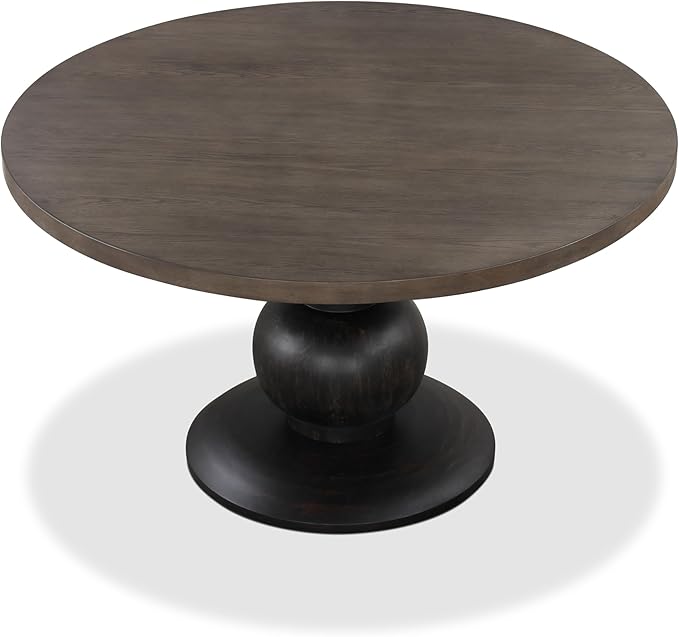 Furniture of America Lioren Modern 54-inch Round Dining Table with Turned Pedestal Base and Two-Tone Design, Seats up to 4 for Home Kitchen, Living Room, Espresso