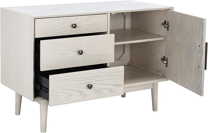 SAFAVIEH Couture Collection Elissa Mid-Century White Wash Small Entertainment Media Stand (Fits up to a 45" Flatscreen TV)