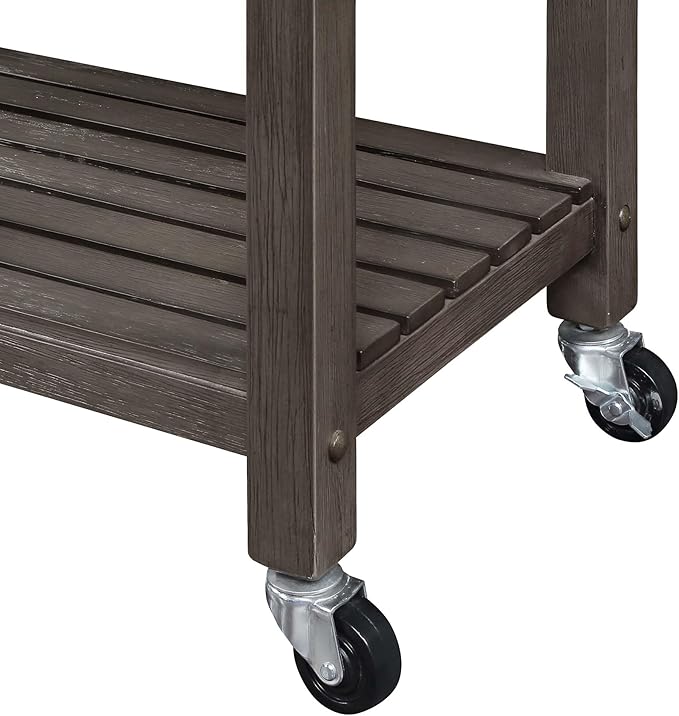 Convenience Concepts Ellaine 4 Tier Kitchen Cart with Drawer and Wine Rack, 24.75 x 16.5 x 34.5, Wirebrush Dark Gray/Butcher Block
