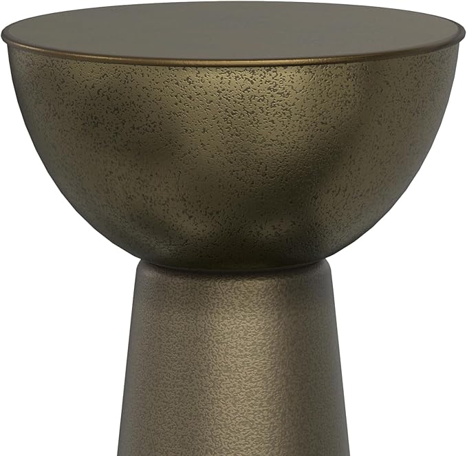 SIMPLIHOME Surrey Contemporary Modern 12 inch Wide Metal Side Table in Antique Gold, Fully Assembled for The Living Room and Bedroom