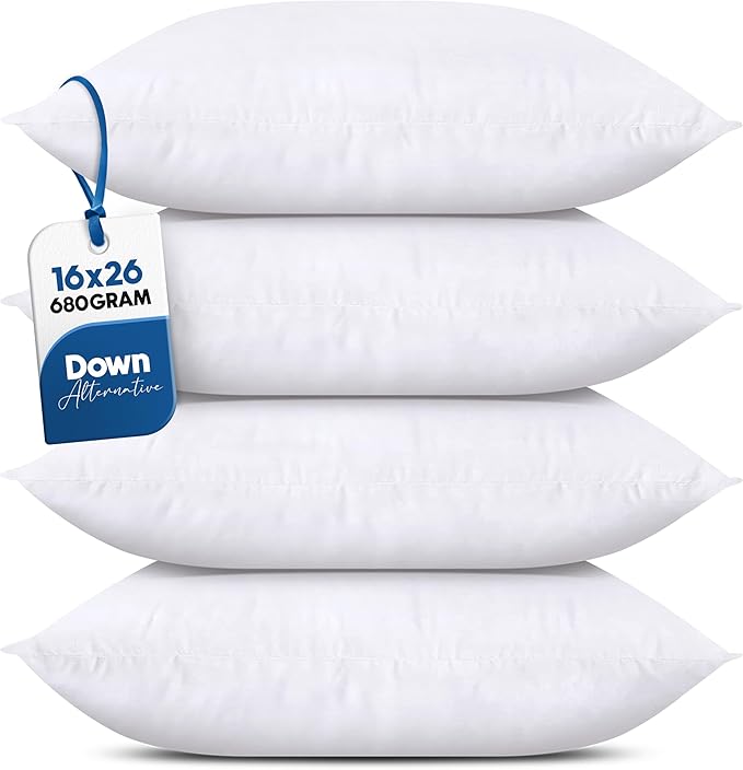 Utopia Bedding Throw Pillows (Set of 4, White), 16 x 26 Inches Pillows for Sofa, Bed and Couch Decorative Stuffer Pillow