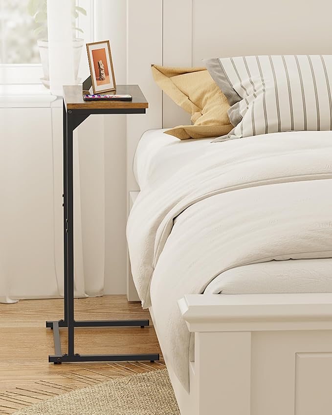 TUTOTAK C Shaped End Table, Tv Tray, Small Side Table, Set of 2, 28.7 inch Tall Couch Table, Tray Table, Sofa Table, Living Room, Bed Room, Brown TB01BB0712