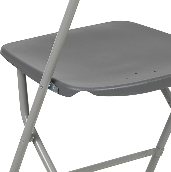 Flash Furniture Hercules Series Plastic Folding Chair - Grey - 650LB Weight Capacity Comfortable Event Chair - Lightweight Folding Chair