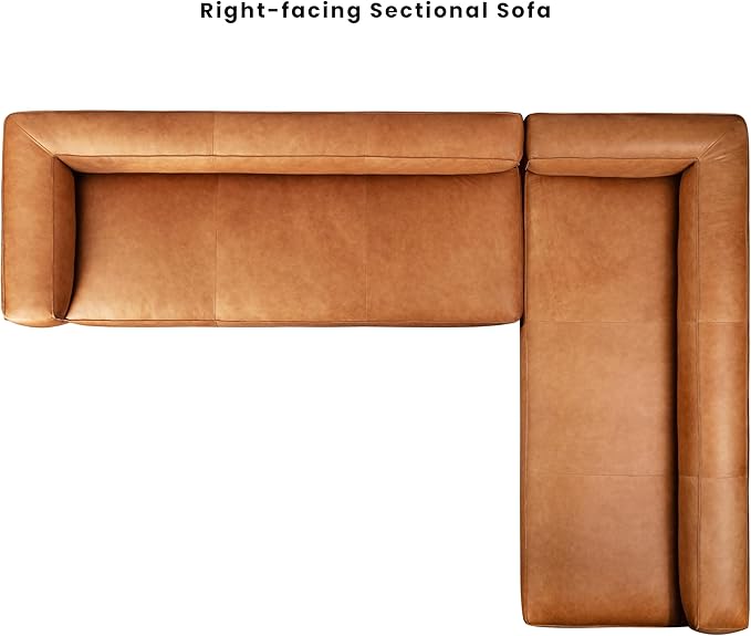 POLY & BARK Piazza Reversible Corner Sectional 125" Sofa in Bourbon Tan