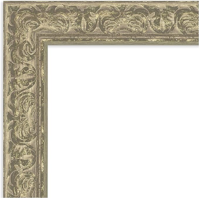 Amanti Art Silver Bathroom Mirror for Over Sink, 27x27 Luxe Antique Silver Square Vanity Mirror, Medium Traditional Frame, Hangs Horizonally and Vertically, Bathroom Wall Decor, Beveled Edge
